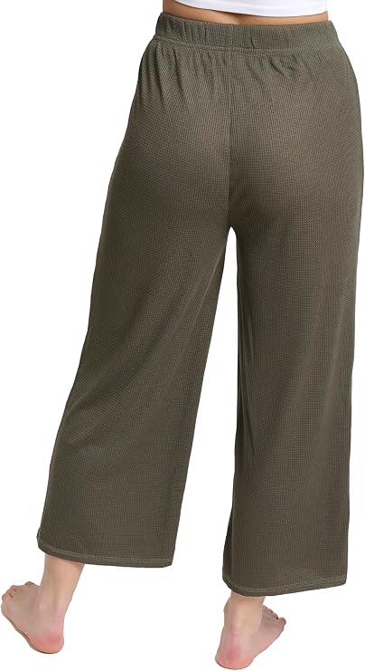 Mad Dog Lounge Women's Pajama Pants, Wide-Leg Cropped Capris, Casual Night Sleep Summer PJ Bottoms for Ladies