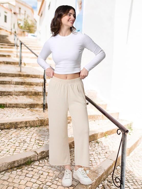 Mad Dog Lounge Women's Pajama Pants, Wide-Leg Cropped Capris, Casual Night Sleep Summer PJ Bottoms for Ladies