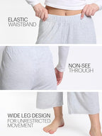 Mad Dog Lounge Women's Pajama Pants, Wide-Leg Cropped Capris, Casual Night Sleep Summer PJ Bottoms for Ladies