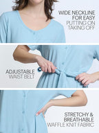 Mad Dog Women's Night Shirts - Soft Waffle Knit Womens Sleep Shirts, Short Sleeves Button-Up Pajamas Nightgowns Sleep Dress