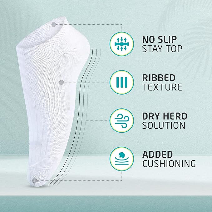 HOT FEET Men Thin Cotton No Show Summer Socks - 5 Pack Low Cut Moisture Wicking Lightweight Socks, Light Ankle Footie