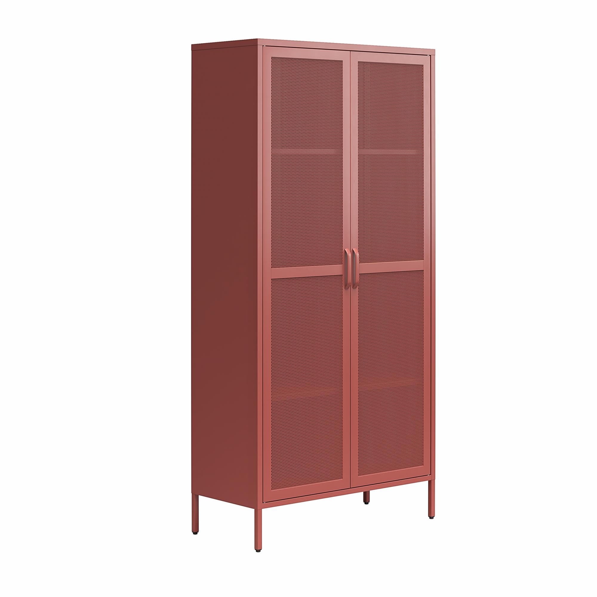 Novogratz Channing Tall 2-Door Storage Cabinet-Mesh Metal Locker, Parchment