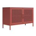 Novogratz Channing 2 Door Storage Cabinet-Mesh Metal Locker, Terracotta