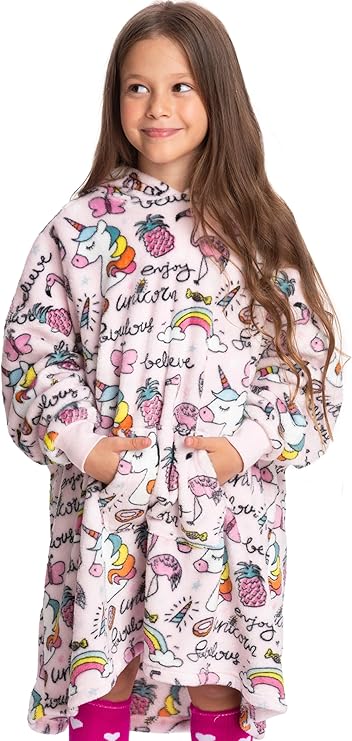 Mad Dog Kids Blanket Hoodie - Wearable Blankets with Cozy Sleeves, Soft Fleece & Sherpa Designs, for Boys & Girls, Ages 4-13