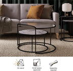 Mr. Kate Moon Phases Nesting Coffee Tables, White Faux Marble/Glass