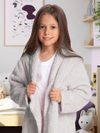 Mad Dog Sherpa Fleece Cardigans for Girls 5-12 Y, Cozy Kids Winter Fall Sweater Coats, Long Jacket for Home & Outdoor Wear