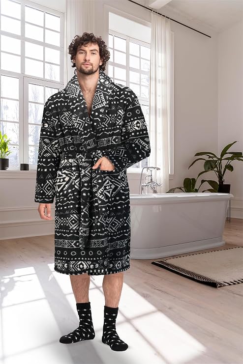 Mad Dog Mens Fleece Sherpa Robe for Men - Fluffy Bathrobe, Lightweight, Full Length Winter Robe, House Coat