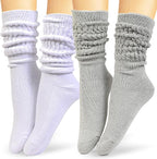 HOT FEET Women's Slouch Socks 2-Pack - Cozy Cotton Blend Scrunch Boot Socks, Long Slouchy Scrunchy Calf Socks, Sizes 4-10