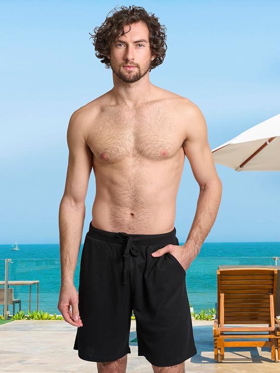 Mad Dog Mens Pajama Shorts - Comfy Knit Lounge Sleepwear with Pockets, Men's Summer House Pajama Bottoms, Sizes S to 2XL
