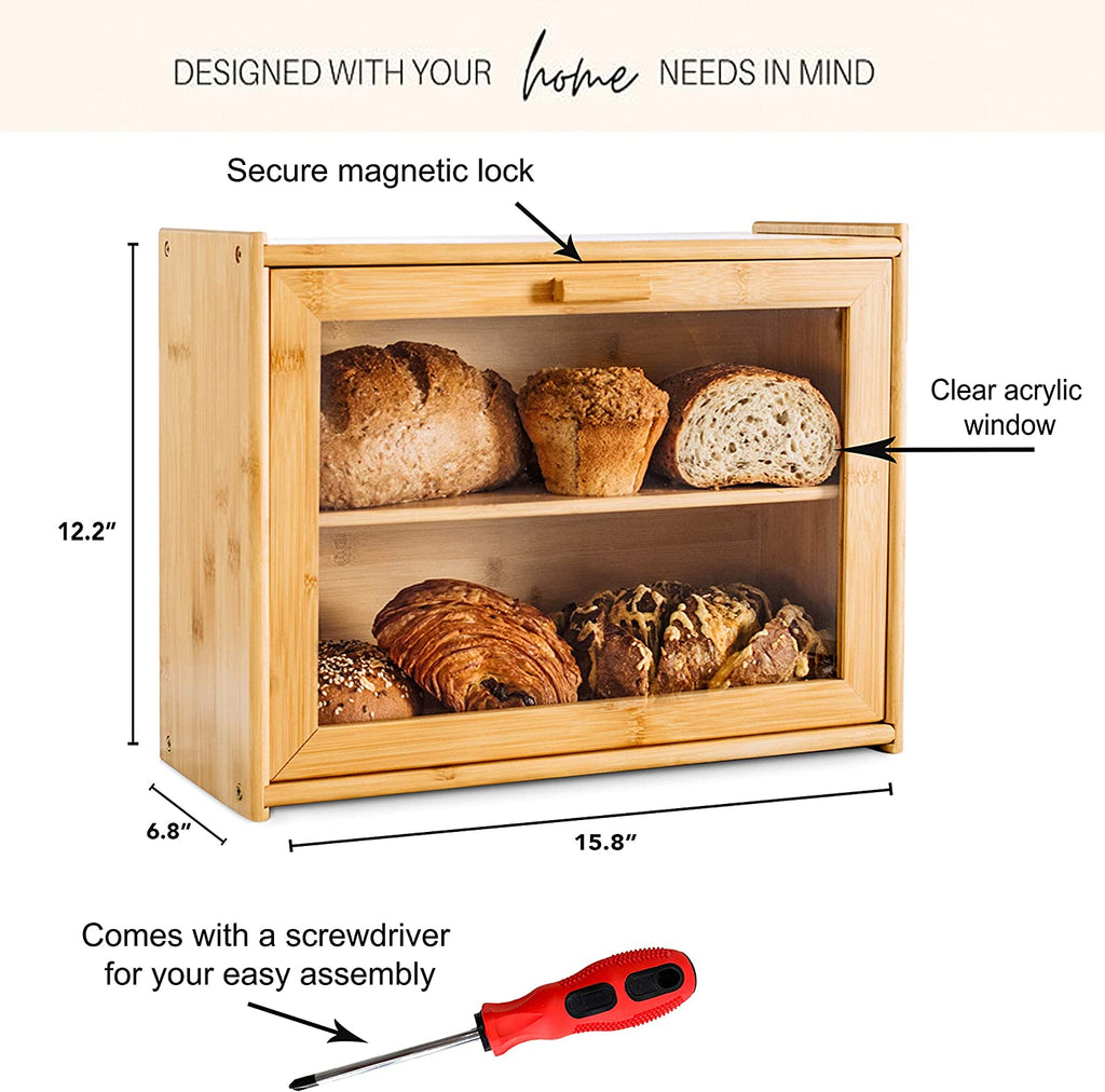 Bamboo Bread Box - Open Door View