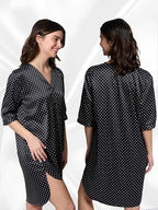 Mad Dog Satin Night Shirts for Women - Silk Like Nightshirt Pajama - Sexy Sleep Shirts, Button Down Sleepwear Nightgowns