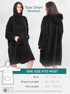 Mad Dog Sherpa Fleece Wearable Blanket Hoodie for Adult Women with Long Sleeves, Cozy Hooded Poncho Jacket