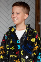 Mad Dog Fleece Kids Robe, Hooded Long Bathrobe, Plush Boys Girls Children & Toddlers Bath robes for Indoor Activities