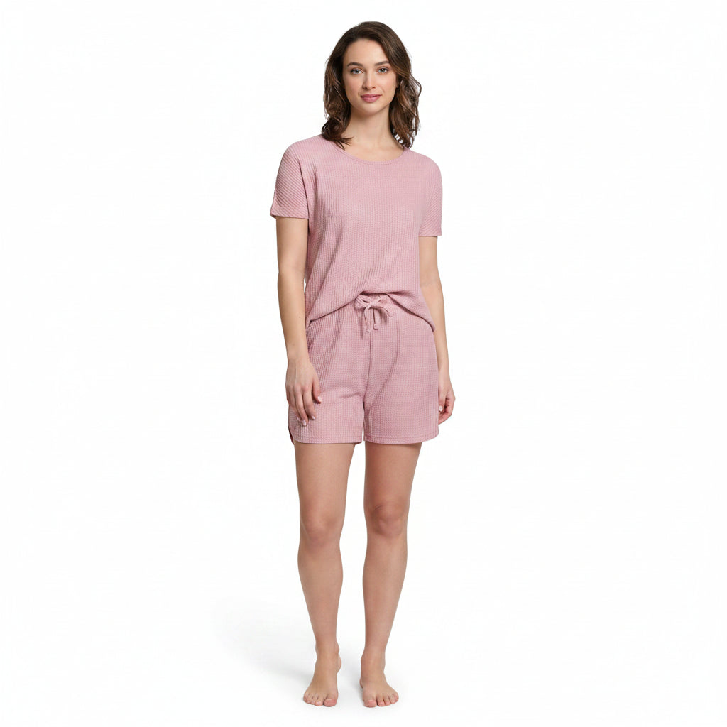 Mad Dog Women's Waffle Knit Pajama Set – Short Summer Pajamas with Shorts - Soft Comfy PJ - Breathable Loungewear Size S-XXL