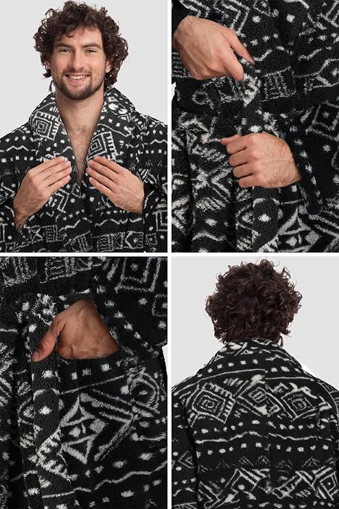 Mad Dog Mens Fleece Sherpa Robe for Men - Fluffy Bathrobe, Lightweight, Full Length Winter Robe, House Coat