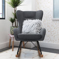 Novogratz Harper Wingback Rocker, Gray Linen