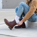 HOT FEET Work Socks for Men, Long All Weather Boot Crew Cotton Socks, Cushioned, Moisture Wicking, Stocking Stuffers