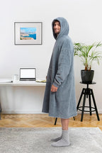 Mad Dog Men's Sherpa Fleece Wearable Blanket Hoodie - Cozy Long Sleeves Hooded Poncho Jacket For Adults, One Size