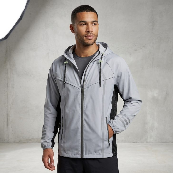 Grand AC Grey Reflective Athletic Windbreaker Jacket