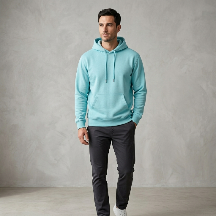 Pigment Dye Pullover Hoodie in Mint