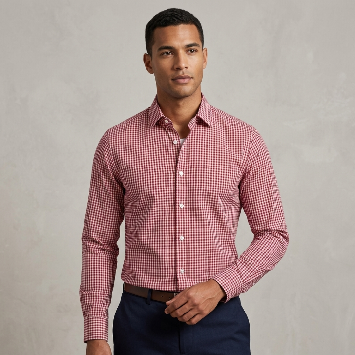 Five Four Red & White Gingham Check Long Sleeve Shirt