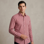 Five Four Red & White Gingham Check Long Sleeve Shirt - Red / White / Size Large
