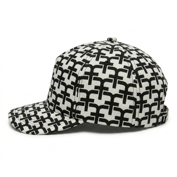 Monogram Print Mesh Trucker Cap – Black & White