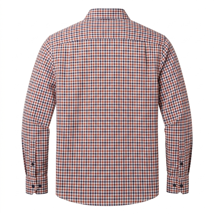 Five Four Orange Navy & White Plaid Long Sleeve Shirt - Orange / Navy / Size Large