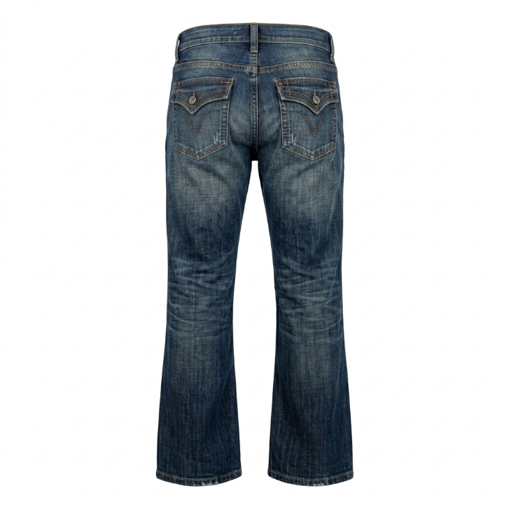 Five Four Faded Medium Wash Whiskered Straight Leg Jeans
