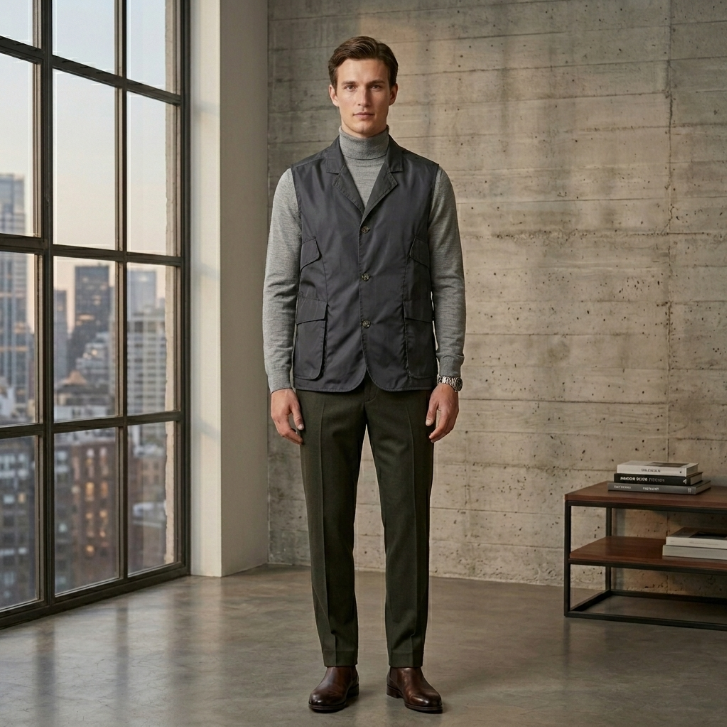 Five Four Herringbone Contrast Vest
