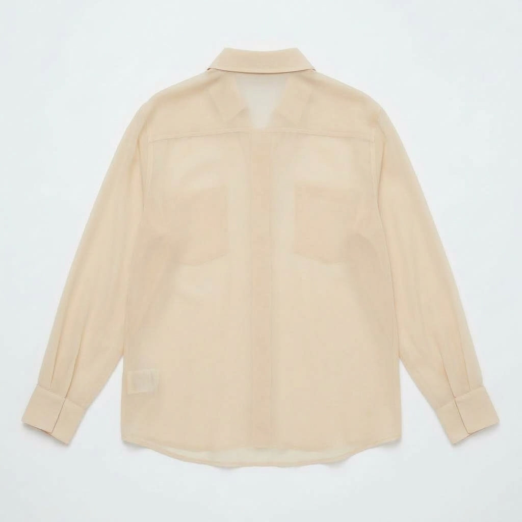 Equipment Femme Sheer Beige Silk Button Down Blouse Size S