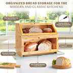Laura's Green Kitchen Large Bamboo Bread Box – Double Layer, Self-Assembly