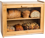Large Bamboo Bread Box with Clear Window - Front View