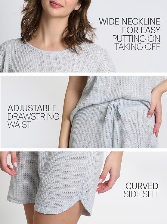 Mad Dog Women's Waffle Knit Pajama Set – Short Summer Pajamas with Shorts - Soft Comfy PJ - Breathable Loungewear Size S-XXL
