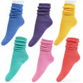 HOT FEET Girls Slouch Socks - 6 PK Tall Stacked Slouchy Socks, Warm Cotton Blend Long Calf Socks for Kids