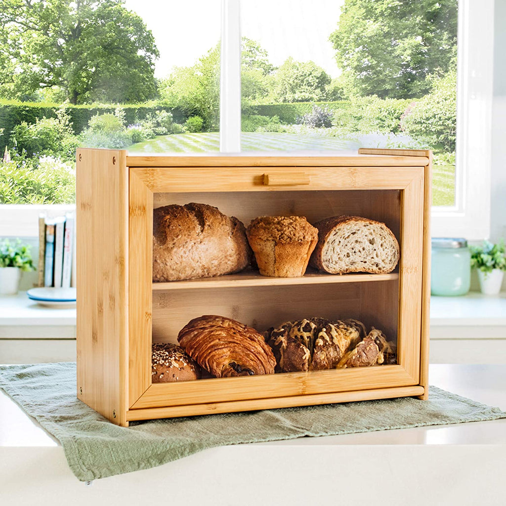 Bamboo Bread Box - Angle View