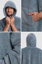 Mad Dog Men's Sherpa Fleece Wearable Blanket Hoodie - Cozy Long Sleeves Hooded Poncho Jacket For Adults, One Size