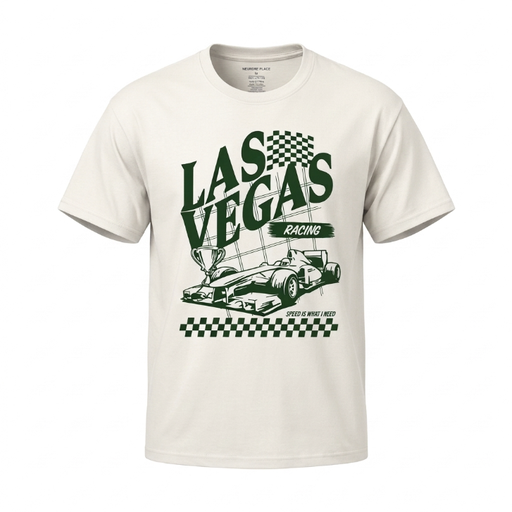 Melrose Place Las Vegas Racing Graphic T-Shirt – White