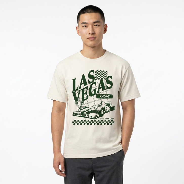 Melrose Place Las Vegas Racing Graphic T-Shirt – White