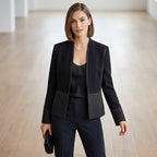 Helmut Lang Black Open Front Ribbed Waist Jacket Blazer Size 6