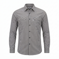 Five Four Vertical Fine Stripe Dual Pocket Long Sleeve Shirt - Black / White / Size Medium