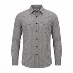 Five Four Vertical Fine Stripe Dual Pocket Long Sleeve Shirt - Black / White / Size Medium
