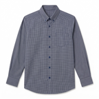 Five Four Windowpane Plaid Grid Check Long Sleeve Shirt - Burgundy / Navy / White / Size Large