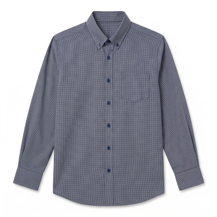 Five Four Windowpane Plaid Grid Check Long Sleeve Shirt - Burgundy / Navy / White / Size Large