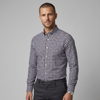 Five Four Gingham Check Long Sleeve Shirt Blue/Brown - Size 2XL
