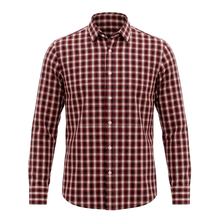 Five Four Red Navy & Gold Multi-Plaid Long Sleeve Shirt - Red / Navy / Gold / Size Large