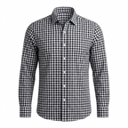 Five Four Gingham Check Long Sleeve Button Down Shirt - Black / White / Large