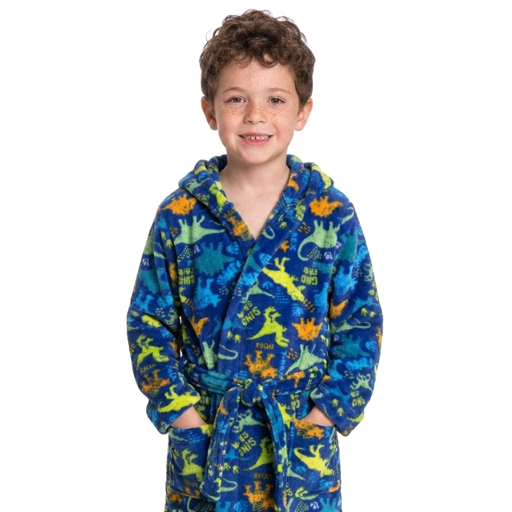 Mad Dog Fleece Kids Robes - Dinosaurs (Boys)