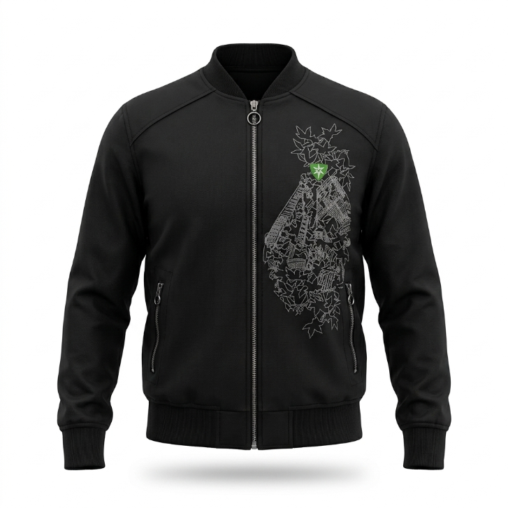 Five Four Graphic Bomber Jacket Black & Neon Green