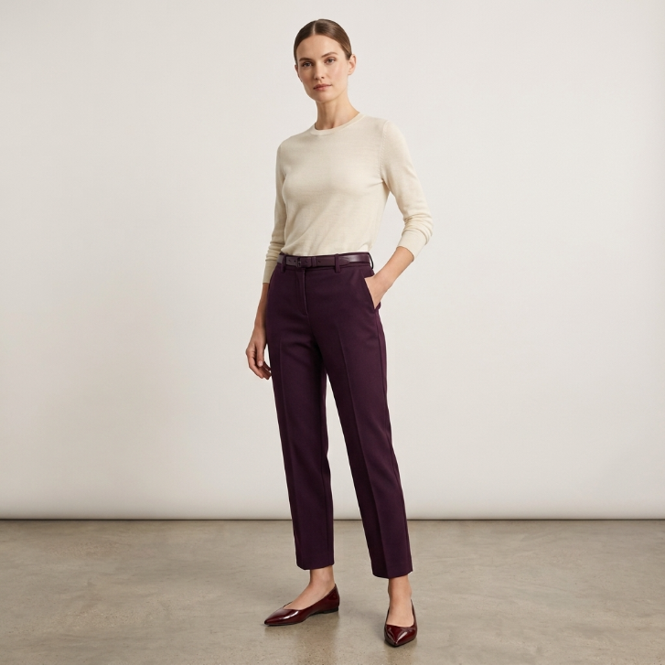 Tory Burch Tailored Stretch Trousers Plum Burgundy Size 0